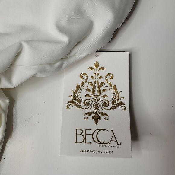 $138 NEW M BECCA CUTOUT HR OPEN BACK SEXY WHITE ONE PIECE SWIMSUIT MEDIUM NWT - Picture 7 of 8